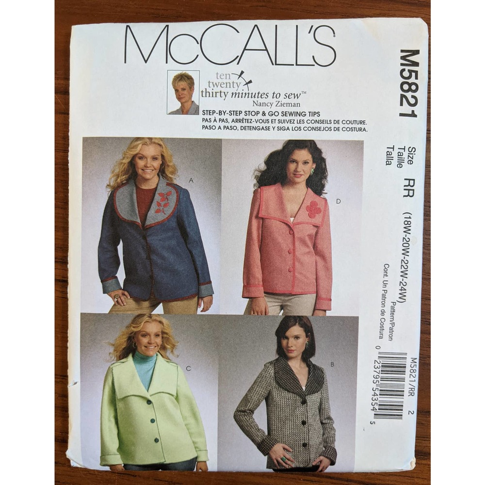 NEW McCalls Pattern 5821 Jacket 18W-24W